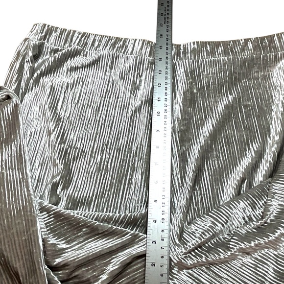 BANANA REPUBLIC FACTORY Easy Care Silver Wide Leg Ribbed Velvet Pull On Pants XL - Picture 6 of 10